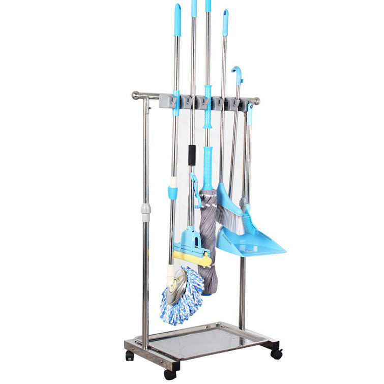 WFX Utility™ Movable Mop Broom Holder Put Wet Mops Floor Standing